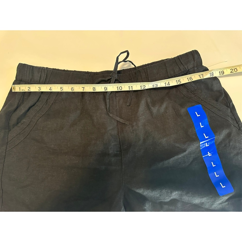 Briggs Black Linen Blend Elastic Waist Shorts Relaxed Fit Large - Picture 4 of 6